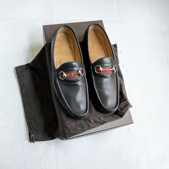 Gucci Horsebit Loafers Black Leather Men US 8